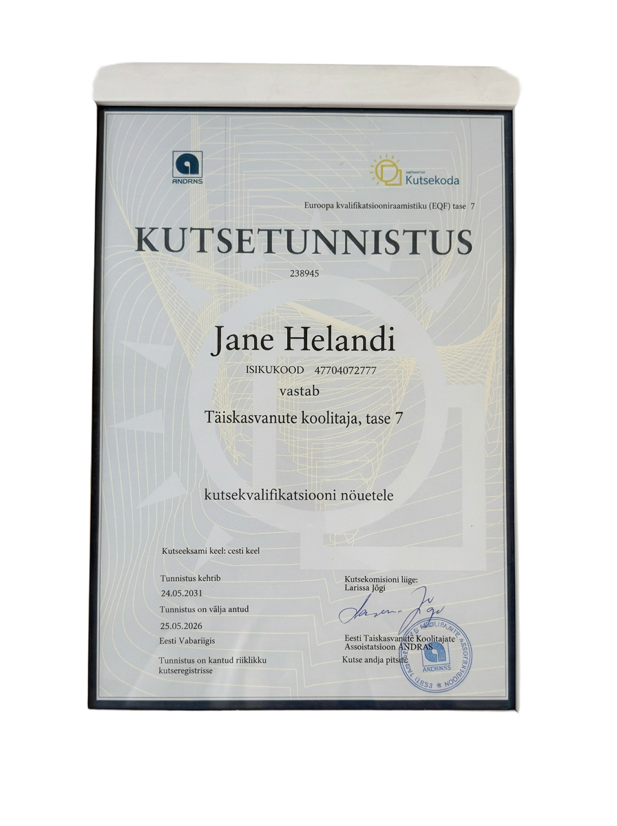 Täiskasvanute koolitaja kutsetunnistus, tase 7